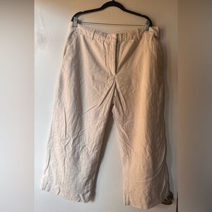 Tan linen stretch waist pants.